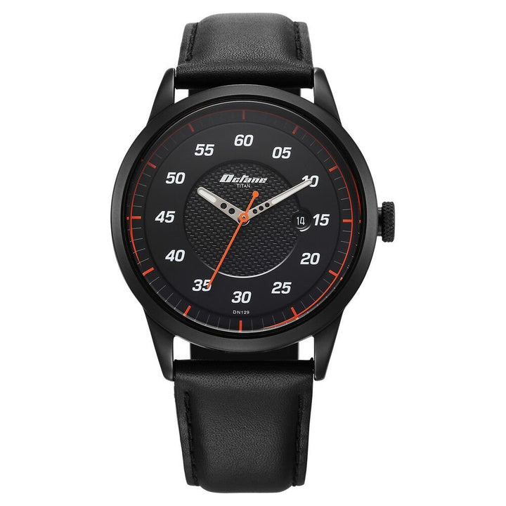 Titan Octane Quartz Analog with Date Black Dial With Black Leather Strap Watch For Men - The Watch Factory ®