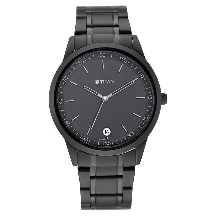 Titan Minimals Quartz Analog with Date Black Dial Black Metal Strap Watch For Men - The Watch Factory ®