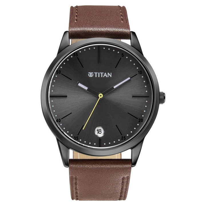 Titan Quartz Analog Leather Strap Watch for Men-1806QL01