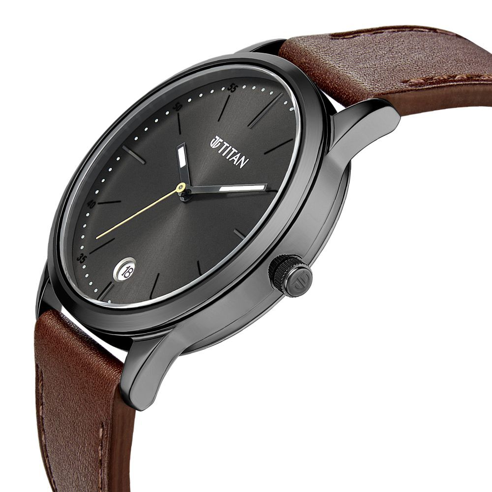 Titan Quartz Analog Leather Strap Watch for Men-1806QL01