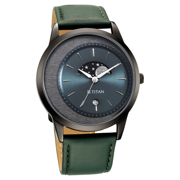 Titan Quartz Analog Leather Strap Watch for Men-1806QL02