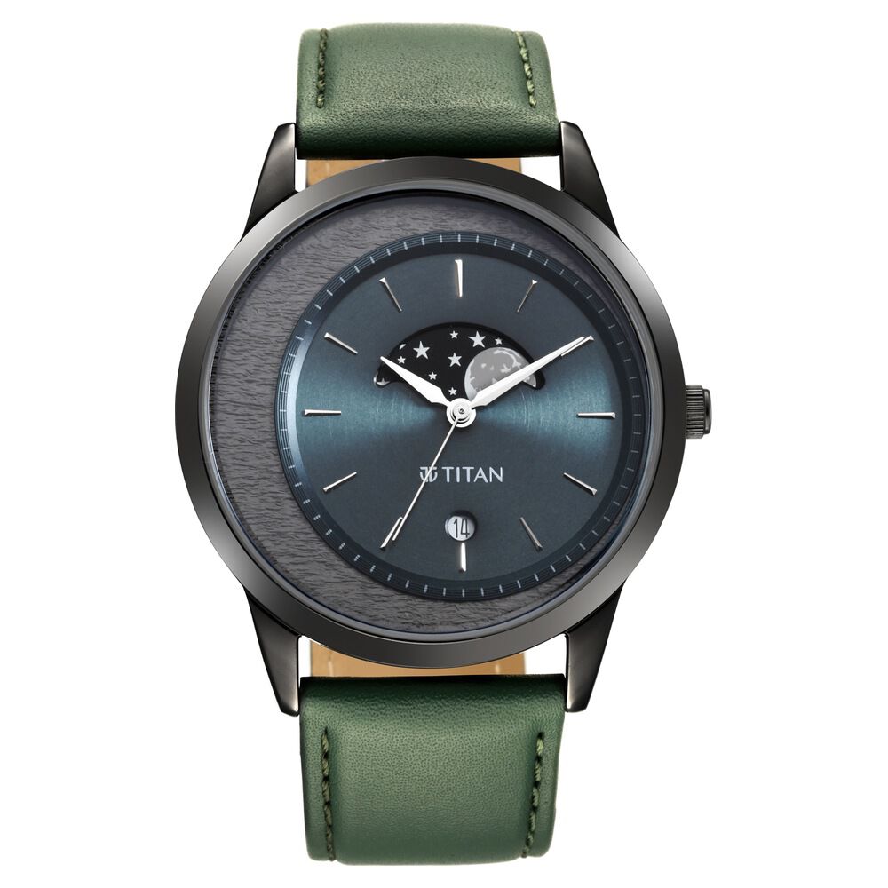 Titan Quartz Analog Leather Strap Watch for Men-1806QL02