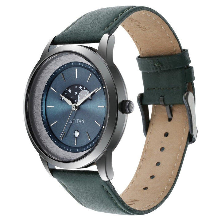 Titan Quartz Analog Leather Strap Watch for Men-1806QL02
