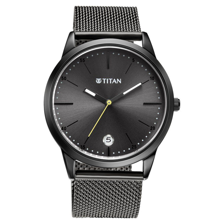 Titan Elmnt Gun Metal Analog Stainless Steel Strap watch for Men-1806QM01