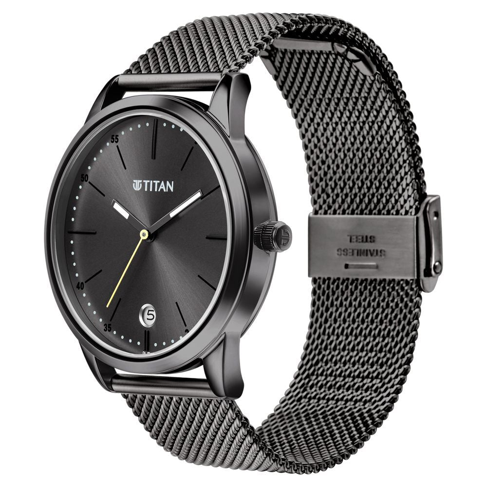 Titan Elmnt Gun Metal Analog Stainless Steel Strap watch for Men-1806QM01