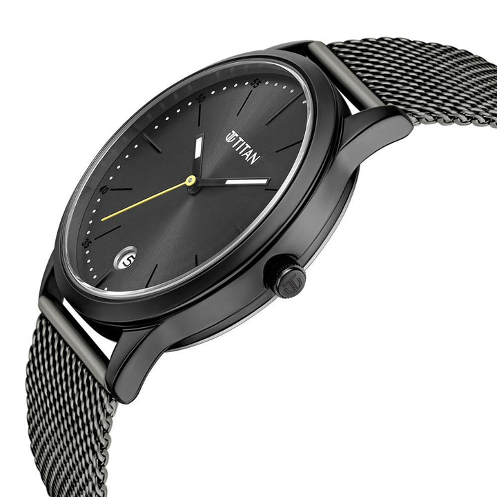 Titan Elmnt Gun Metal Analog Stainless Steel Strap watch for Men-1806QM01