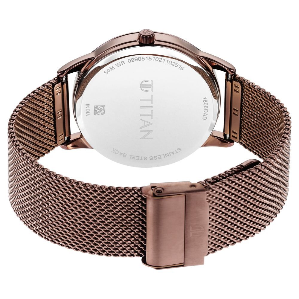 Titan Crescent Brown Dial Analog Stainless Steel Strap watch for Men-1806QM02