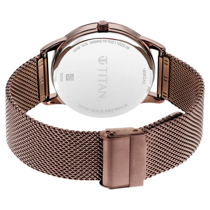 Titan Crescent Brown Dial Analog Stainless Steel Strap watch for Men-1806QM02