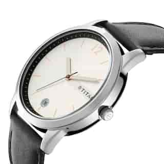 Titan Workwear Watch with Silver Dial & Leather Strap NP1806SL01 (DJ167)