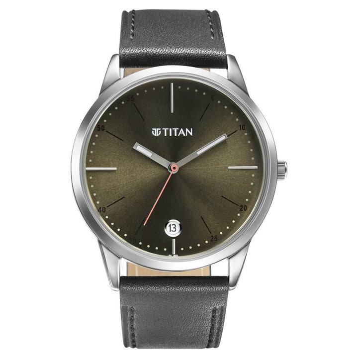 Titan Quartz Analog Leather Strap Watch for Men-1806SL06