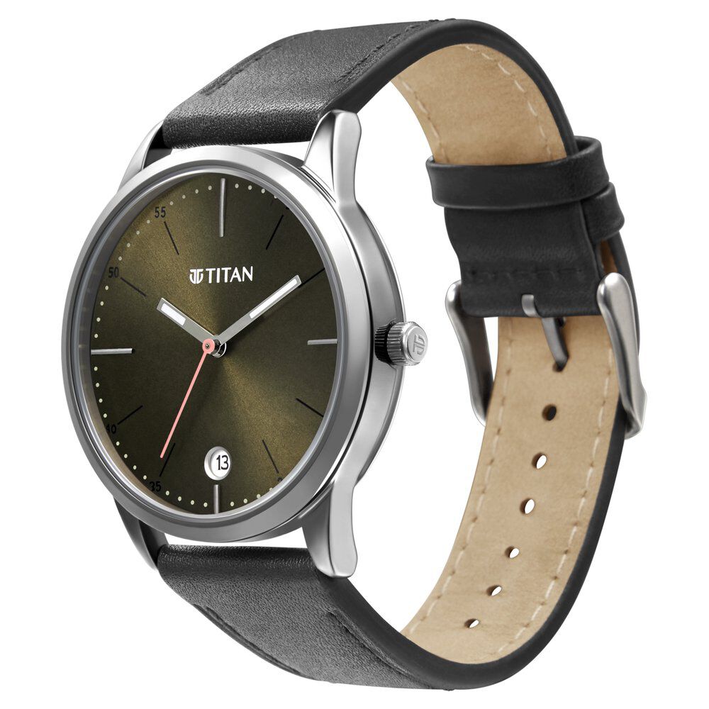 Titan Quartz Analog Leather Strap Watch for Men-1806SL06