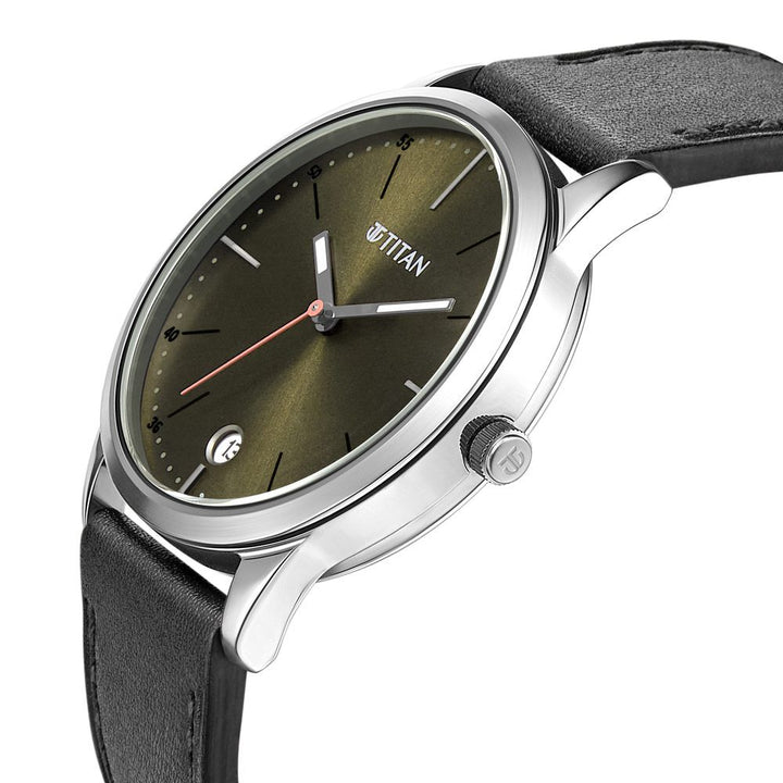 Titan Quartz Analog Leather Strap Watch for Men-1806SL06