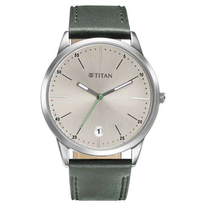 Titan Quartz Analog Leather Strap Watch for Men-1806SL07