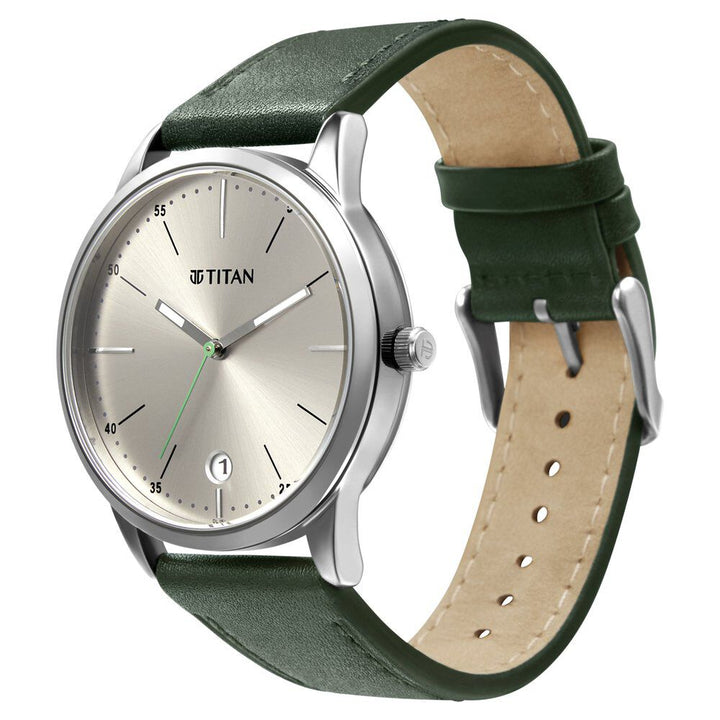Titan Quartz Analog Leather Strap Watch for Men-1806SL07