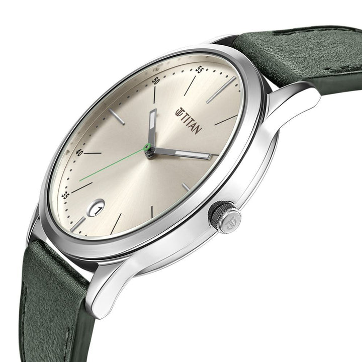 Titan Quartz Analog Leather Strap Watch for Men-1806SL07