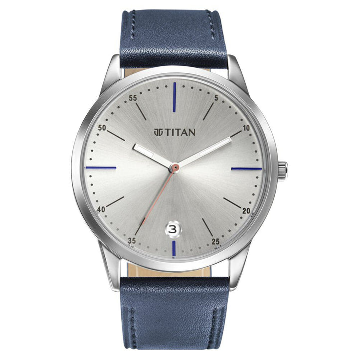 Titan Elmnt Blue Dial Analog Leather Strap watch for Men-1806SL09