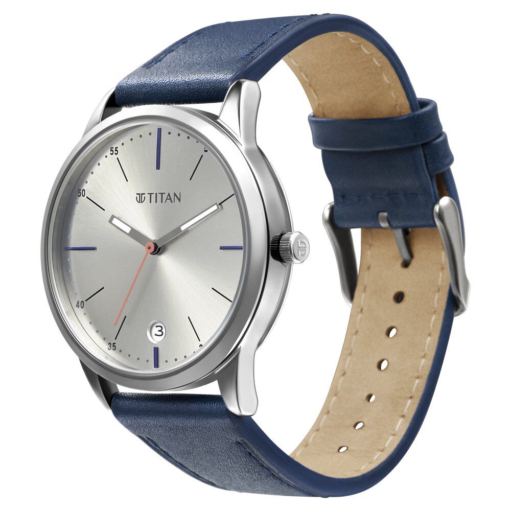 Titan Elmnt Blue Dial Analog Leather Strap watch for Men-1806SL09