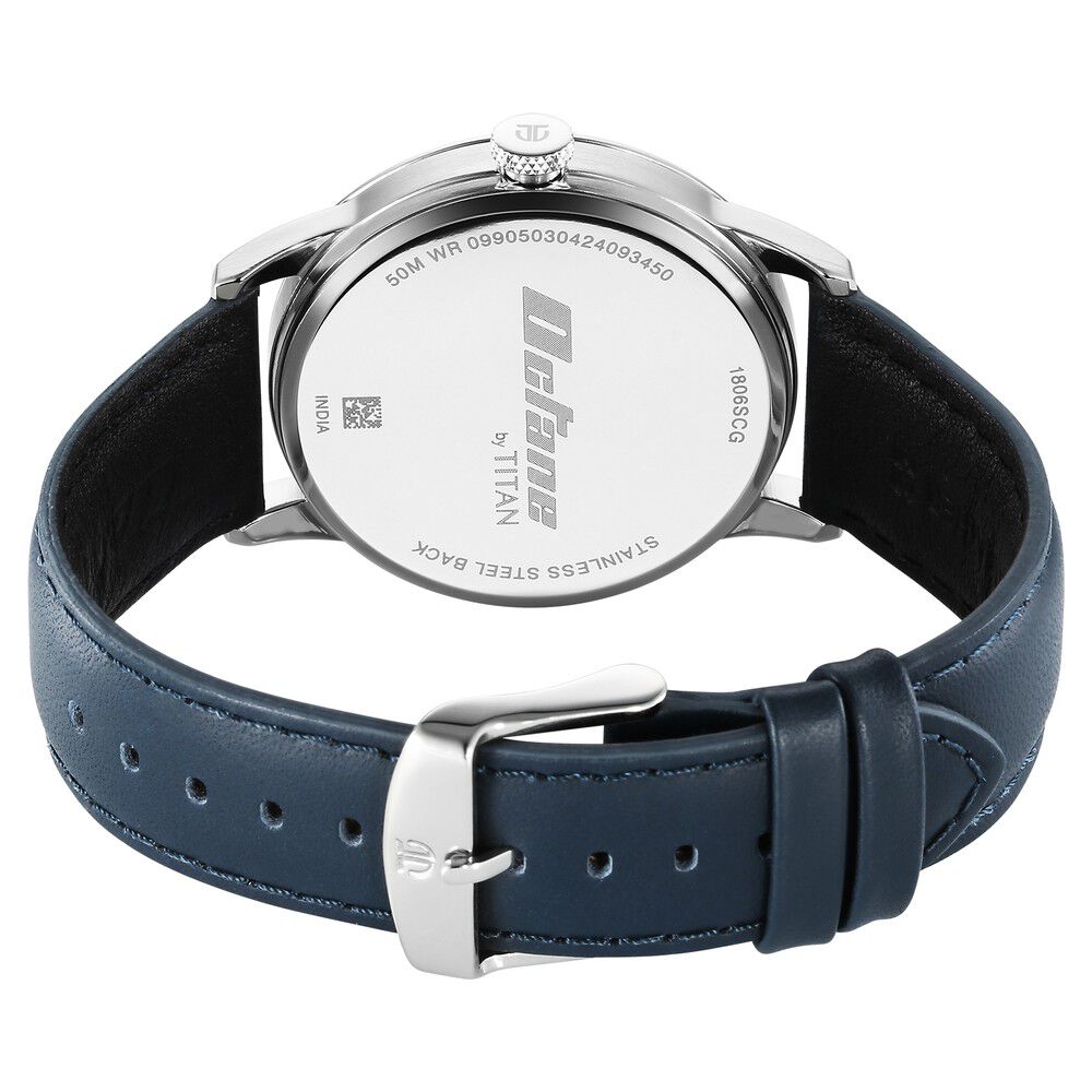 Titan Octane Quartz Analog with Date Blue Dial With Blue Leather Strap Watch For Men 1806SL14