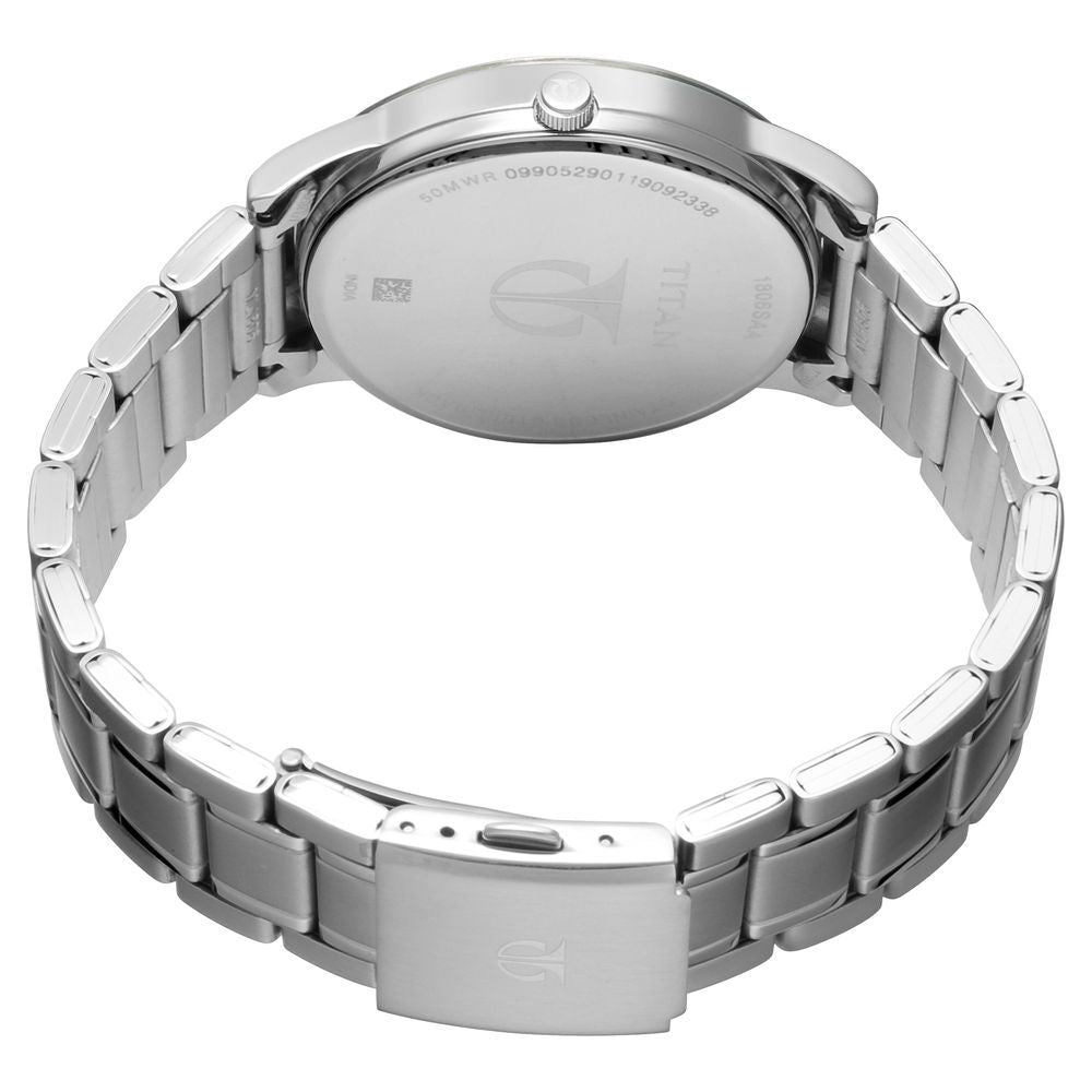 Titan Quartz Analog with Date White Dial Stainless Steel Strap Watch for Men - The Watch Factory ®