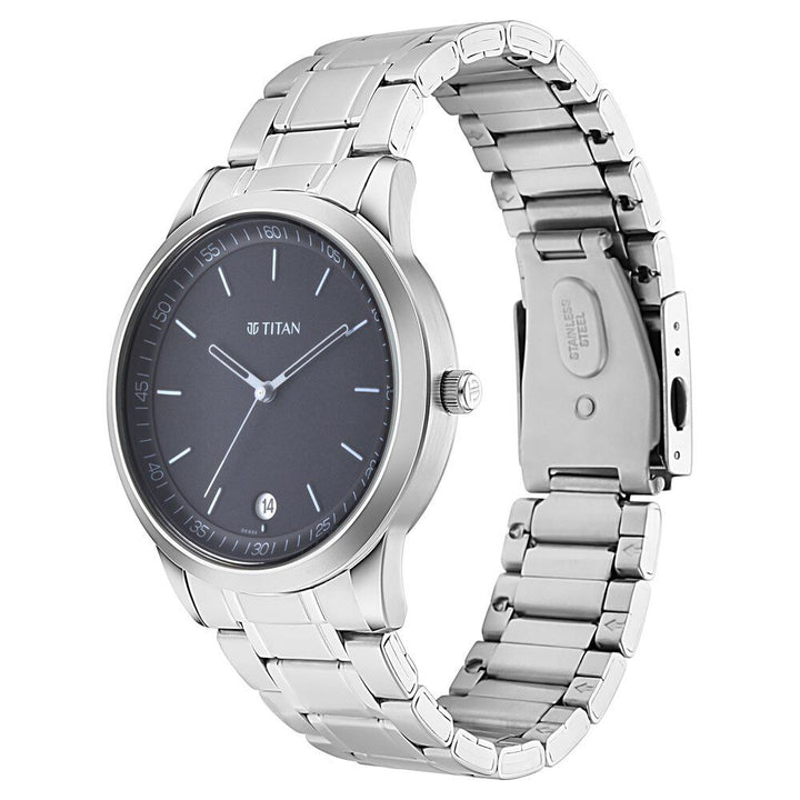 Titan Men's Timeless Style Watch: Refined Black Dial and Metal Strap NP1806SM02