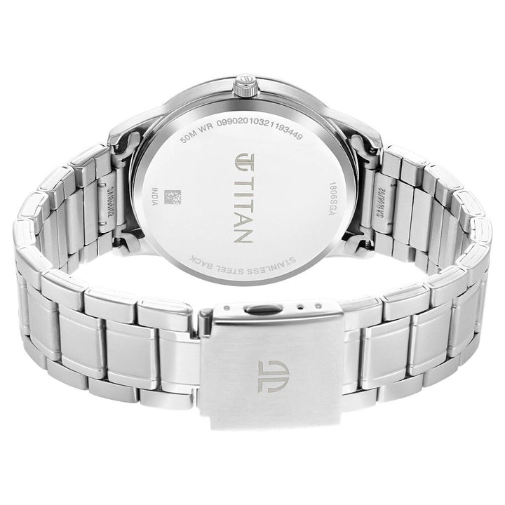 Titan Men's Timeless Style Watch: Refined Black Dial and Metal Strap NP1806SM02