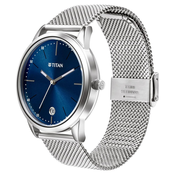 Titan Elmnt Blue Dial Analog Stainless Steel Strap Watch for Men-1806SM04