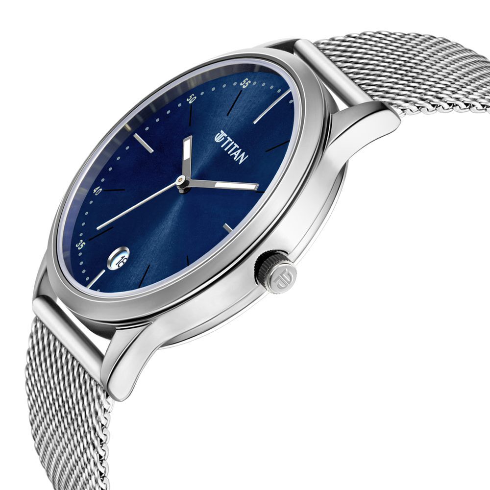 Titan Elmnt Blue Dial Analog Stainless Steel Strap Watch for Men-1806SM04