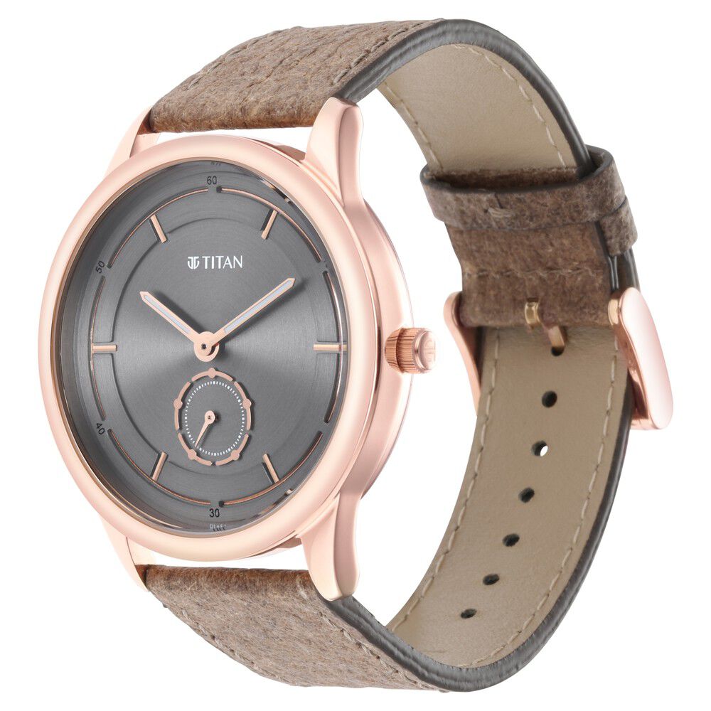 Titan Solidarity Anthracite Dial Analog Leather Strap Watch for Men-1806WL02