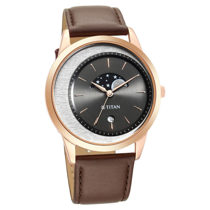 Titan Crescent Quartz Analog Leather Strap watch for Men-1806WL04