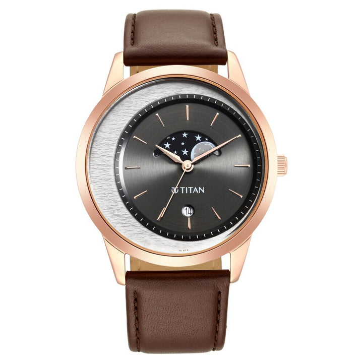 Titan Crescent Quartz Analog Leather Strap watch for Men-1806WL04