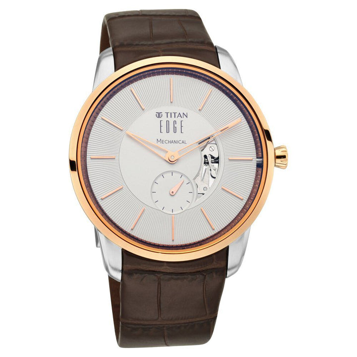 Titan Edge Mechanical Brown Dial Mechanical Leather Strap watch for Men-1811KL01
