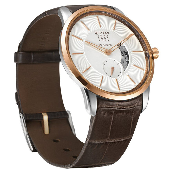 Titan Edge Mechanical Brown Dial Mechanical Leather Strap watch for Men-1811KL01