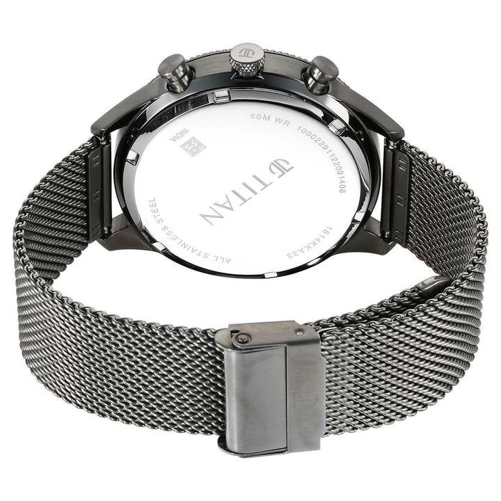 Titan Quartz Analog Anthracite Dial Stainless Steel Strap Watch for Men-1814KM01
