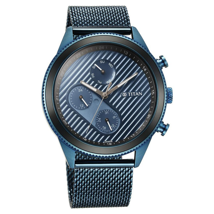 Titan Quartz Analog Green Dial Stainless Steel Strap Watch for Men-1814KM02