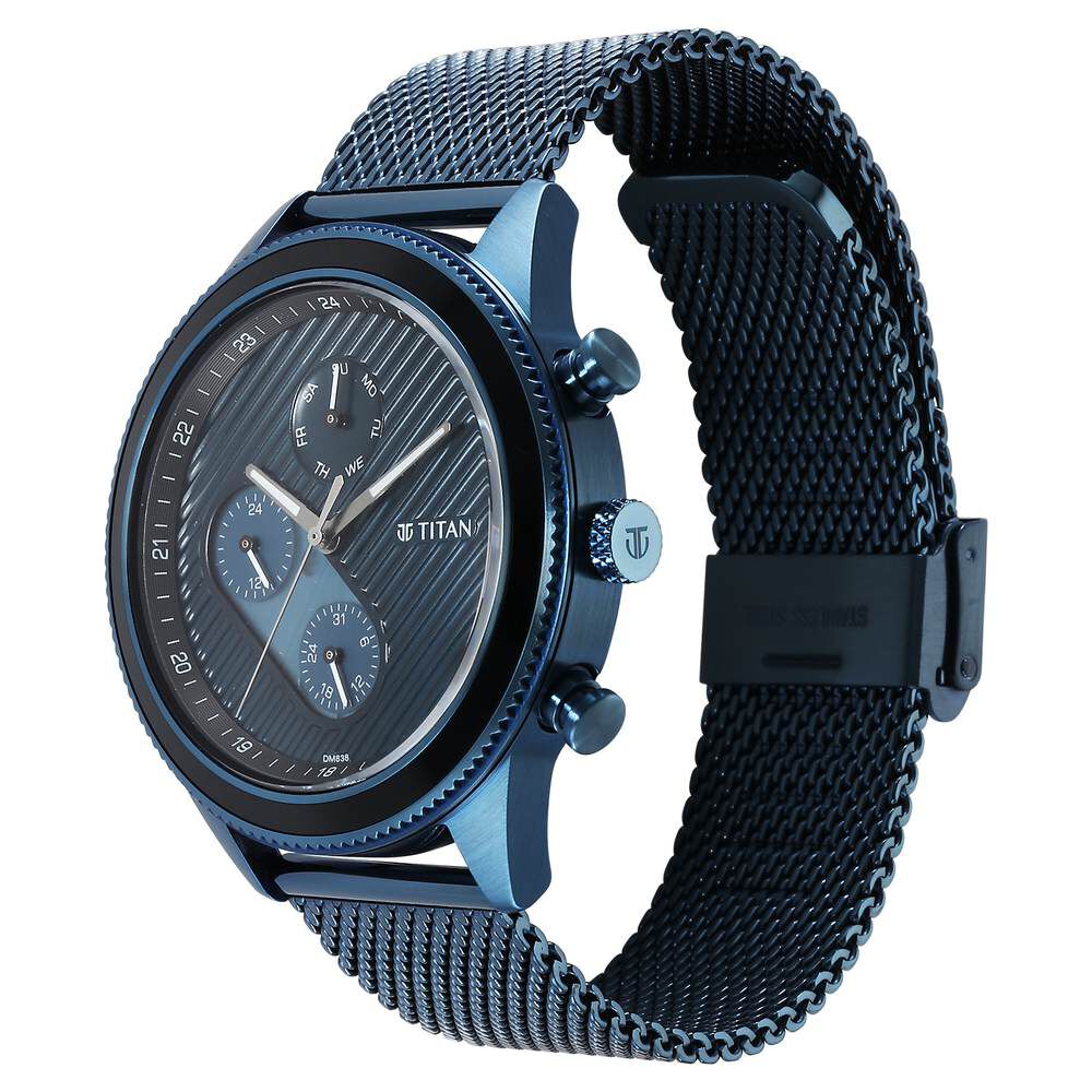 Titan Quartz Analog Green Dial Stainless Steel Strap Watch for Men-1814KM02