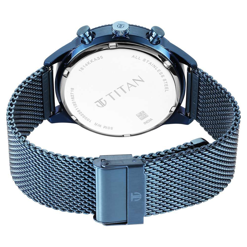 Titan Quartz Analog Green Dial Stainless Steel Strap Watch for Men-1814KM02