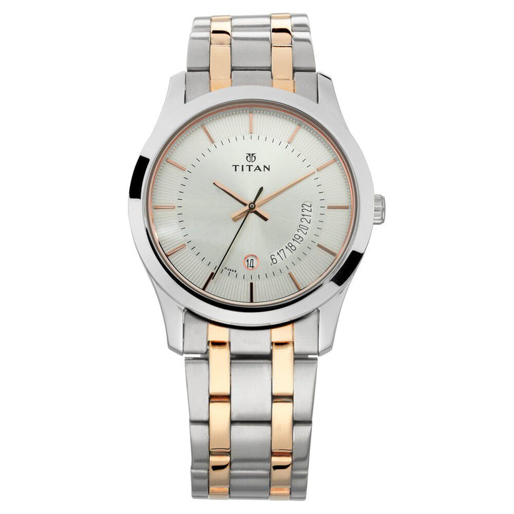 Titan Quartz Analog with Date Silver Dial Stainless Steel Strap Watch for Men - The Watch Factory ®