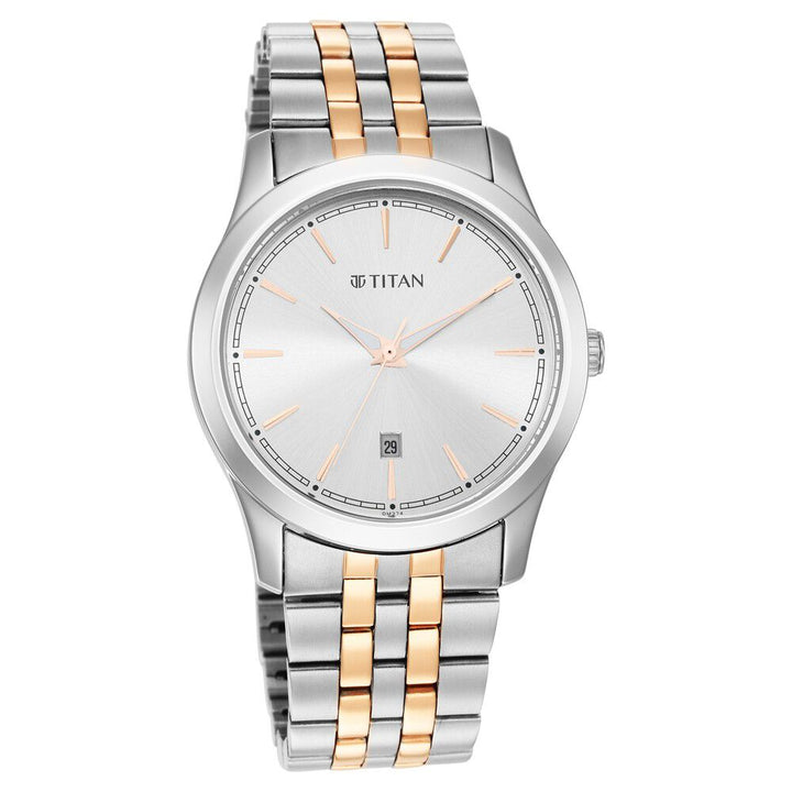 Titan Trendsetters Silver White Dial Analog Stainless Steel Strap watch for Men-1823KM02