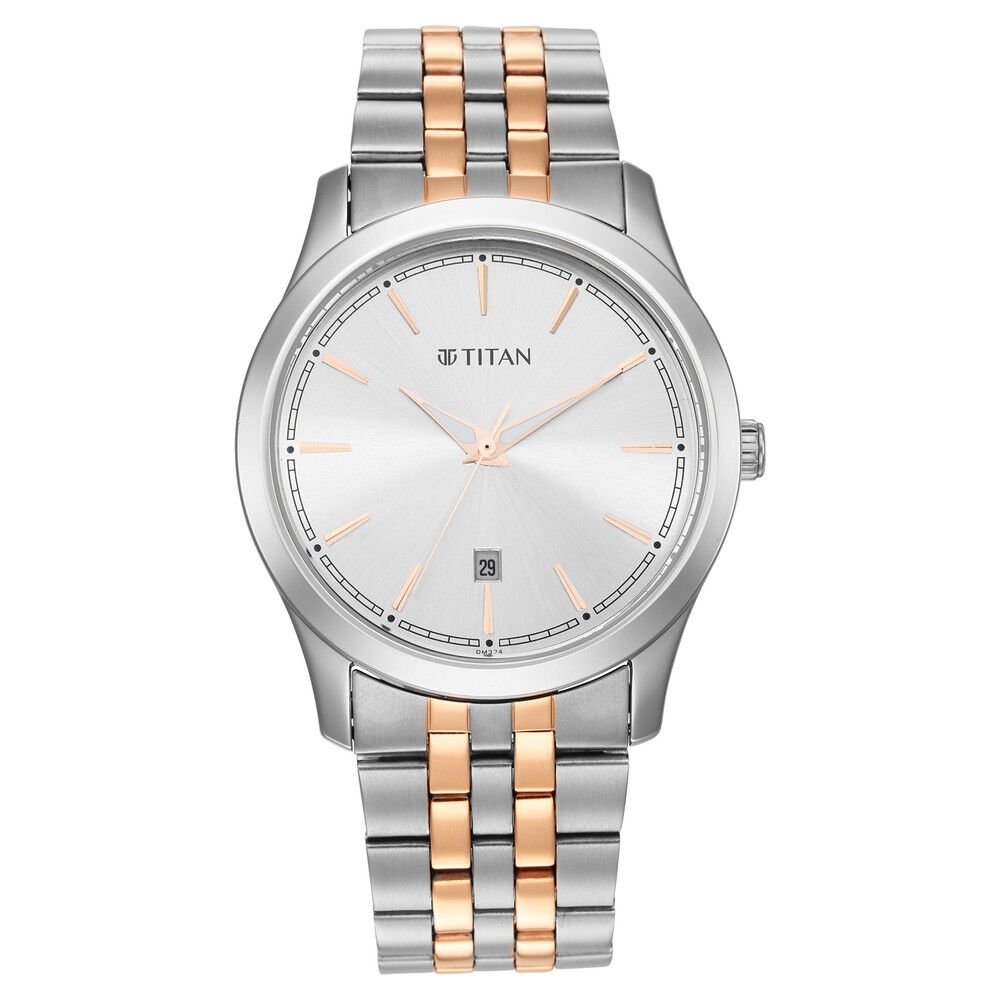 Titan Trendsetters Silver White Dial Analog Stainless Steel Strap watch for Men-1823KM02