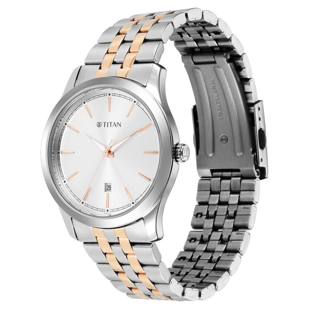 Titan Trendsetters Silver White Dial Analog Stainless Steel Strap watch for Men-1823KM02