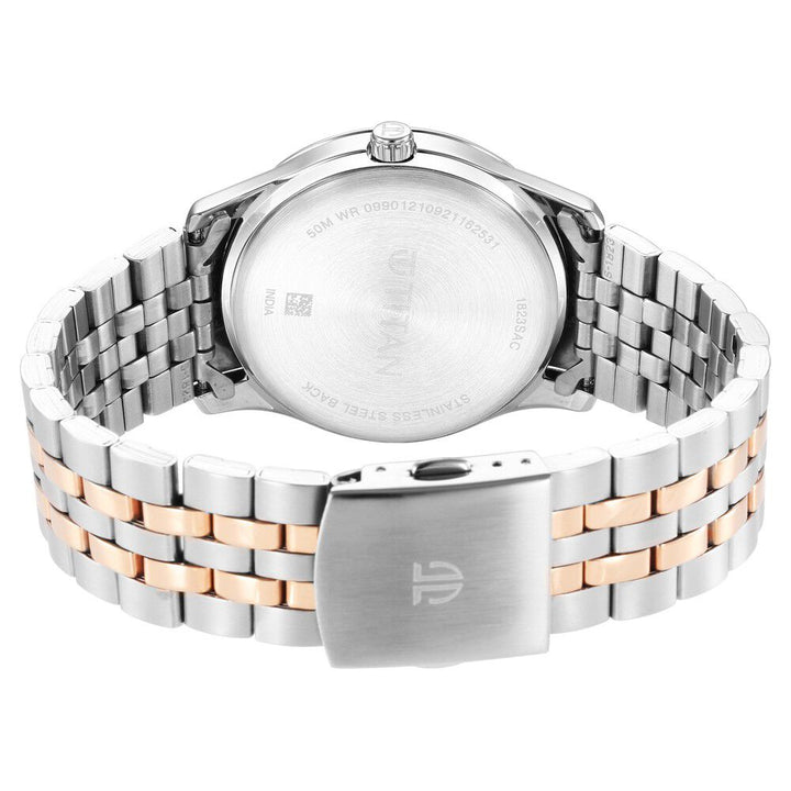 Titan Trendsetters Silver White Dial Analog Stainless Steel Strap watch for Men-1823KM02
