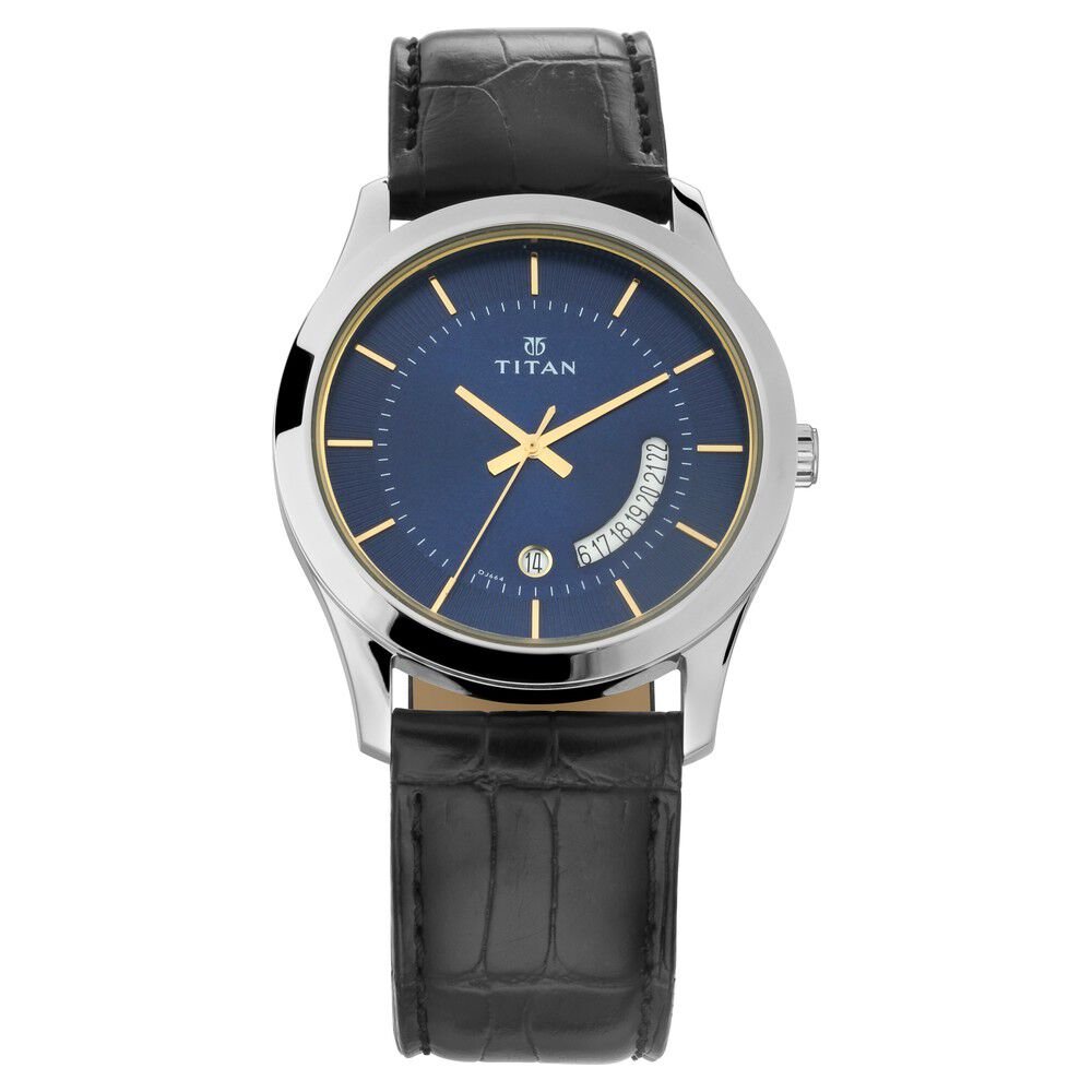 Titan Blue Dial Analog with Date Leather Strap watch for Men - The Watch Factory ®