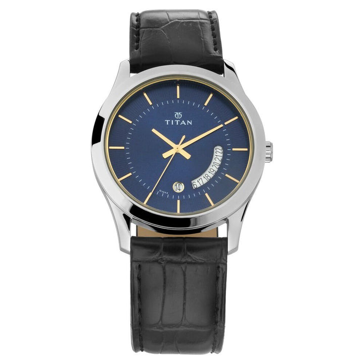 Titan Blue Dial Analog with Date Leather Strap watch for Men - The Watch Factory ®