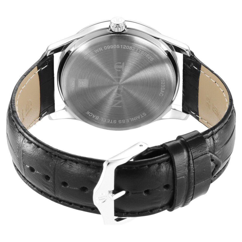 Titan Quartz Analog Dark Brown Dial Leather Strap Watch for Men-1823SL03