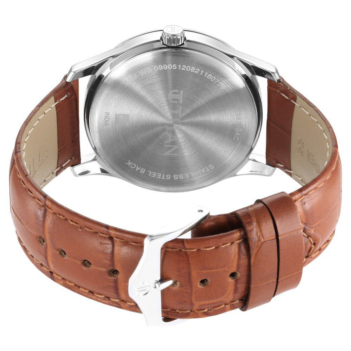 Titan Trendsetters Light Rose Gold Dial Analog Leather Strap watch for Men-1823SL04