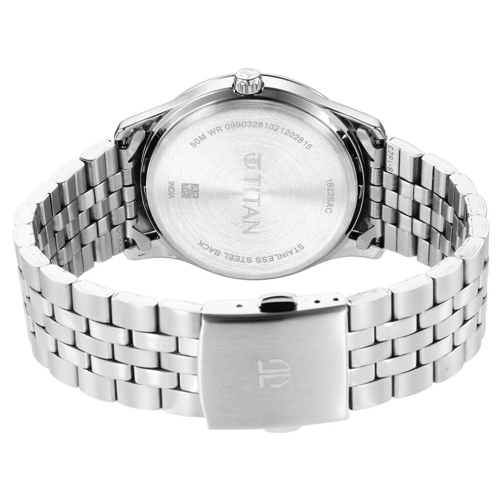 Titan Quartz Analog Anthracite Dial Stainless Steel Strap Watch for Men-1823SM01