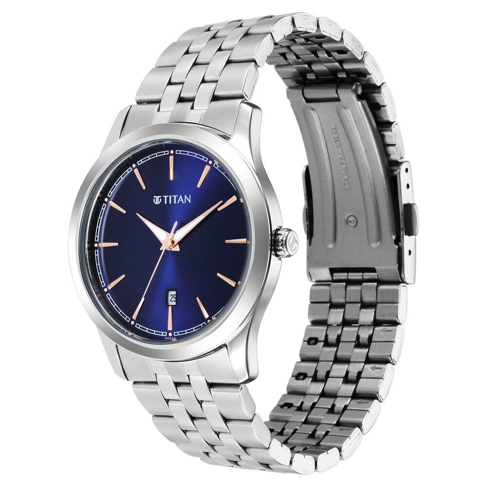 Titan Trendsetters Blue Dial Analog Stainless Steel Strap watch for Men-1823SM02