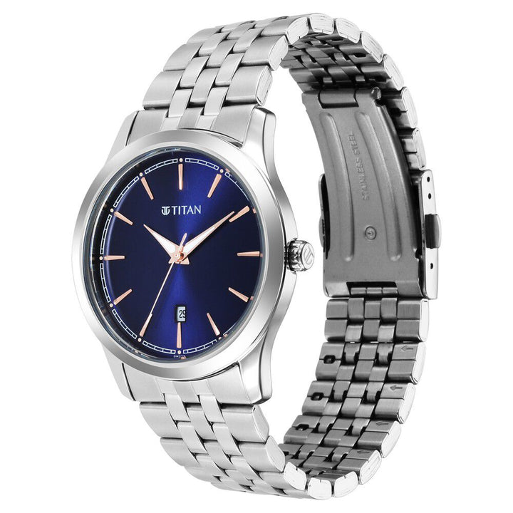 Titan Trendsetters Blue Dial Analog Stainless Steel Strap watch for Men-1823SM02