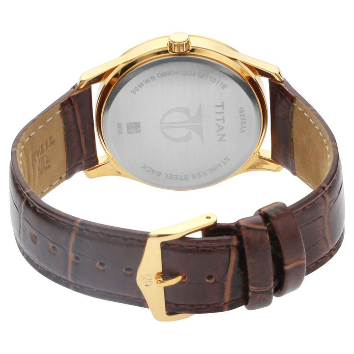 Titan Quartz Analog with Date Silver Dial Leather Strap Watch for Men NS1823YL01