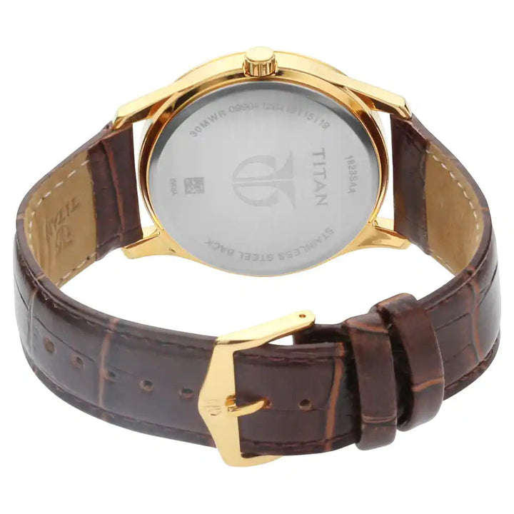 TITAN Silver Dial Leather Strap Watch 1823YL01